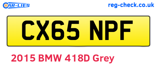 CX65NPF are the vehicle registration plates.
