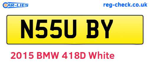 N55UBY are the vehicle registration plates.