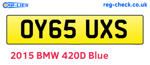 OY65UXS are the vehicle registration plates.
