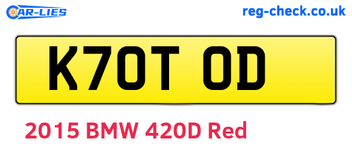 K70TOD are the vehicle registration plates.