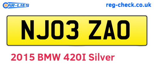 NJ03ZAO are the vehicle registration plates.