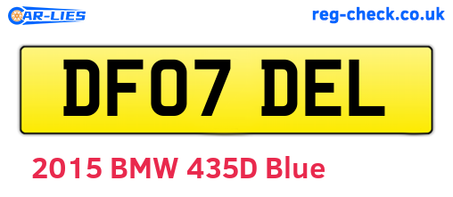 DF07DEL are the vehicle registration plates.