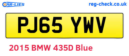 PJ65YWV are the vehicle registration plates.