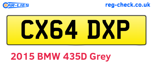 CX64DXP are the vehicle registration plates.
