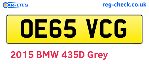 OE65VCG are the vehicle registration plates.