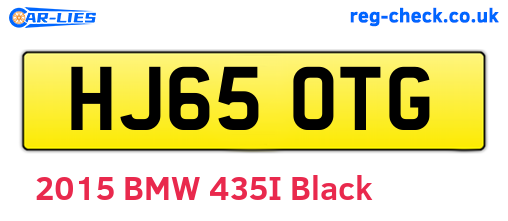 HJ65OTG are the vehicle registration plates.