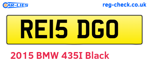 RE15DGO are the vehicle registration plates.