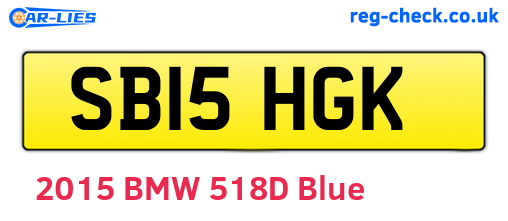 SB15HGK are the vehicle registration plates.
