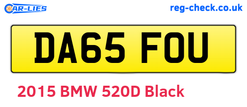 DA65FOU are the vehicle registration plates.