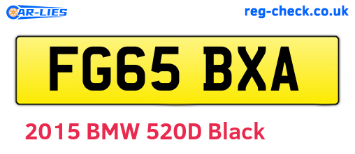FG65BXA are the vehicle registration plates.