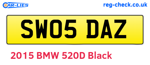 SW05DAZ are the vehicle registration plates.
