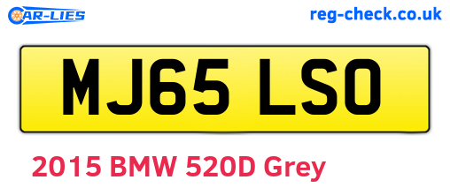 MJ65LSO are the vehicle registration plates.