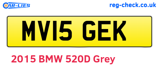 MV15GEK are the vehicle registration plates.