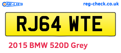 RJ64WTE are the vehicle registration plates.