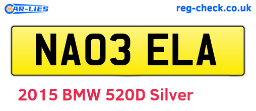 NA03ELA are the vehicle registration plates.