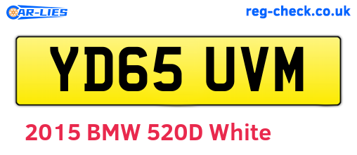 YD65UVM are the vehicle registration plates.