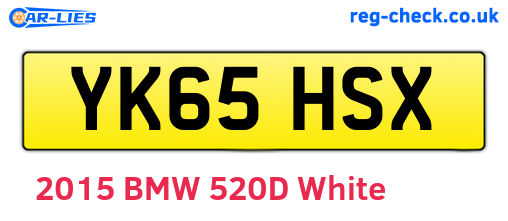 YK65HSX are the vehicle registration plates.