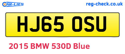 HJ65OSU are the vehicle registration plates.