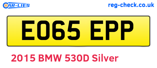 EO65EPP are the vehicle registration plates.