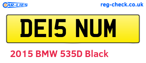 DE15NUM are the vehicle registration plates.
