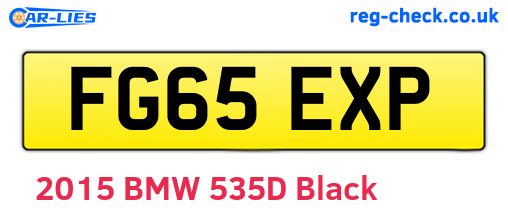 FG65EXP are the vehicle registration plates.