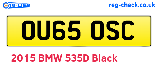 OU65OSC are the vehicle registration plates.