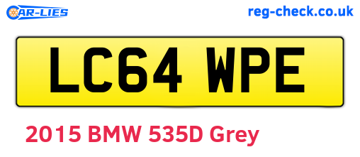 LC64WPE are the vehicle registration plates.