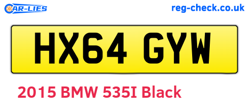 HX64GYW are the vehicle registration plates.