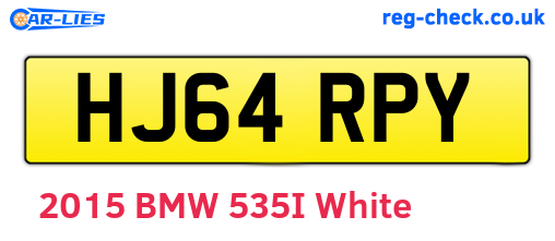 HJ64RPY are the vehicle registration plates.