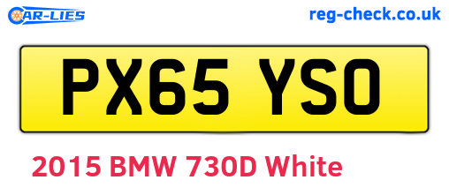 PX65YSO are the vehicle registration plates.