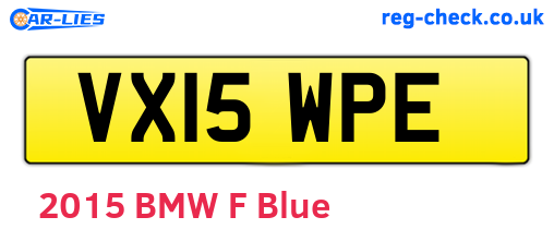 VX15WPE are the vehicle registration plates.