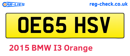 OE65HSV are the vehicle registration plates.