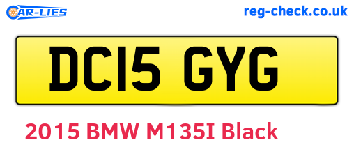DC15GYG are the vehicle registration plates.