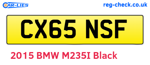 CX65NSF are the vehicle registration plates.