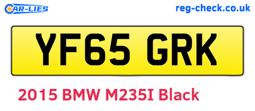 YF65GRK are the vehicle registration plates.