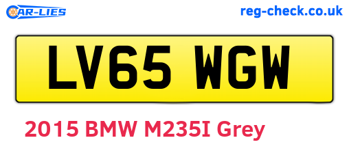 LV65WGW are the vehicle registration plates.