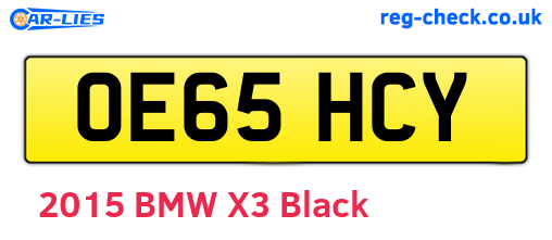 OE65HCY are the vehicle registration plates.