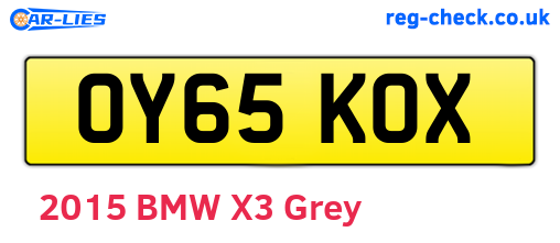 OY65KOX are the vehicle registration plates.