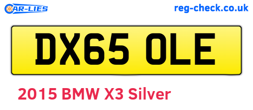 DX65OLE are the vehicle registration plates.