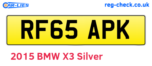 RF65APK are the vehicle registration plates.