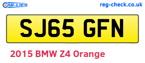 SJ65GFN are the vehicle registration plates.