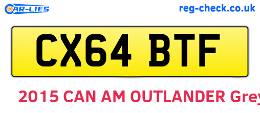 CX64BTF are the vehicle registration plates.