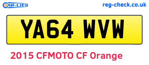 YA64WVW are the vehicle registration plates.