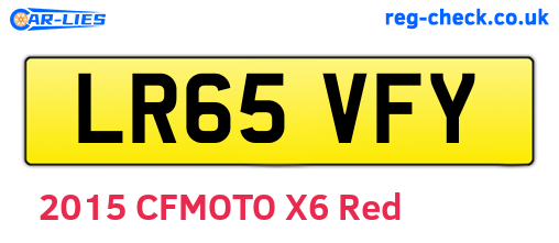 LR65VFY are the vehicle registration plates.