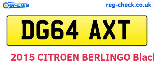 DG64AXT are the vehicle registration plates.