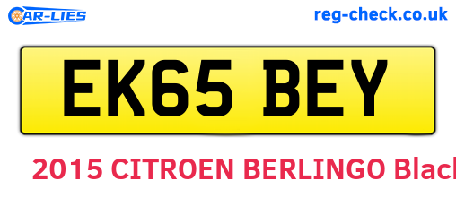 EK65BEY are the vehicle registration plates.