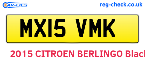 MX15VMK are the vehicle registration plates.