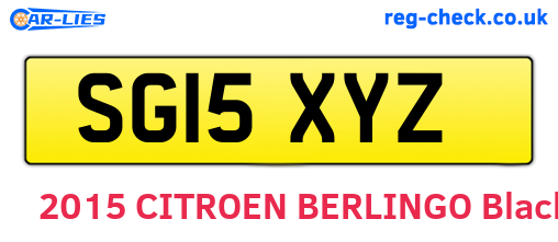 SG15XYZ are the vehicle registration plates.