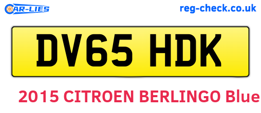 DV65HDK are the vehicle registration plates.