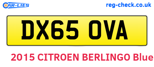 DX65OVA are the vehicle registration plates.